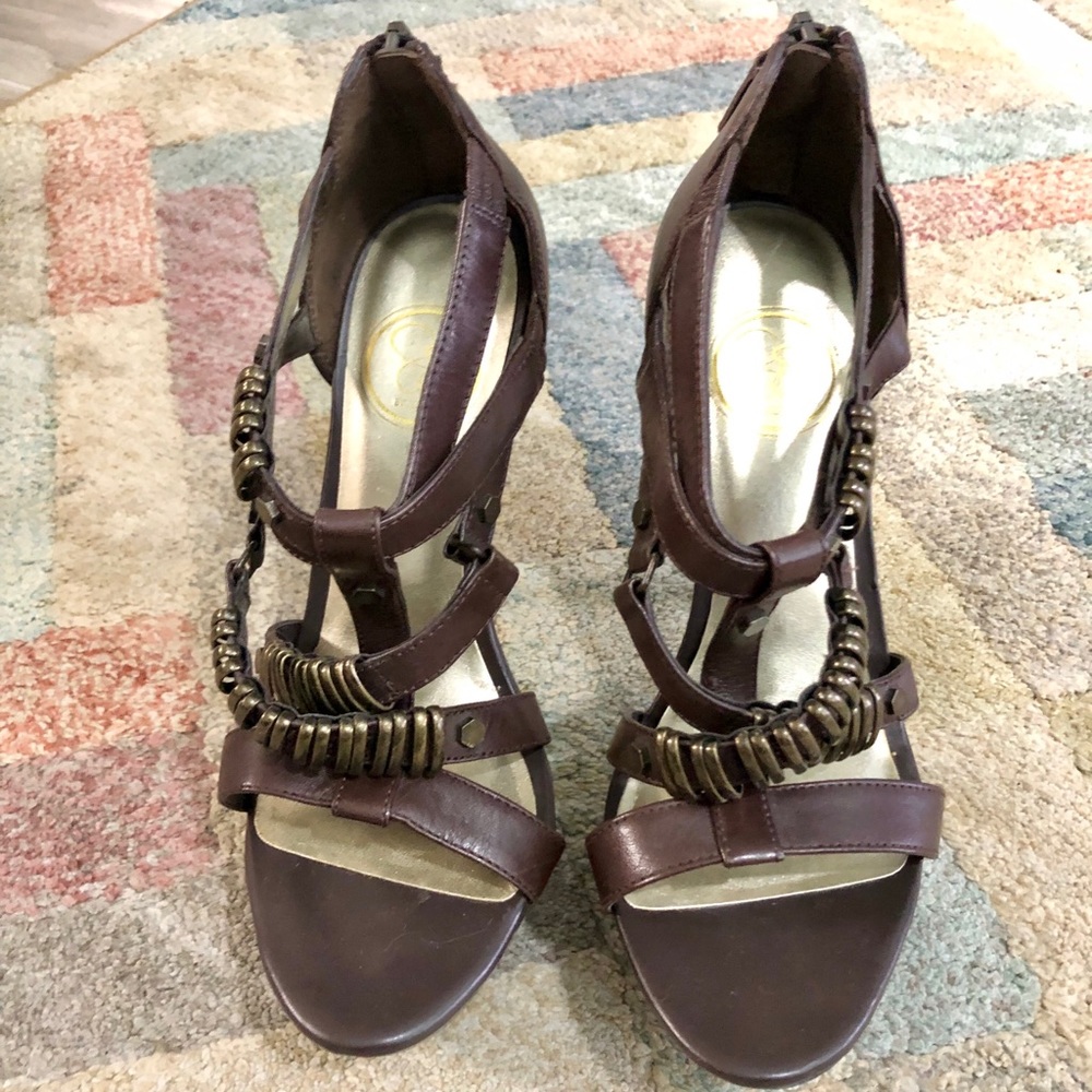 Jessica Simpson Chocolate Leather Stilettos, NEW